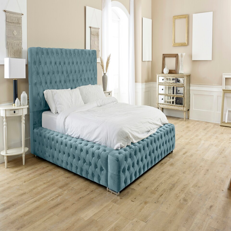 Enigma Plush Superking Bed Frame - Duck Egg