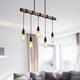 image 3 of Foxton - Wood 5 Light Hanging Bar Pendant Black | Brown