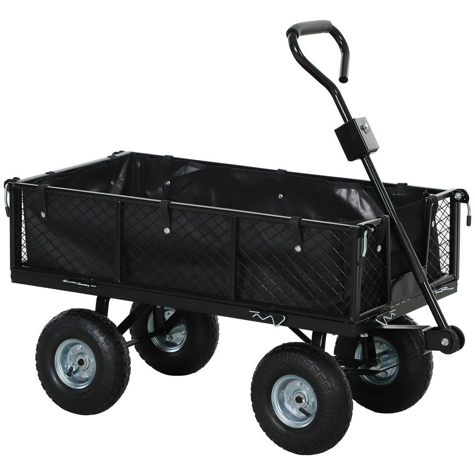 image 1 of Outsunny Garden Cart with Removable Liner, Quick-Release Sides