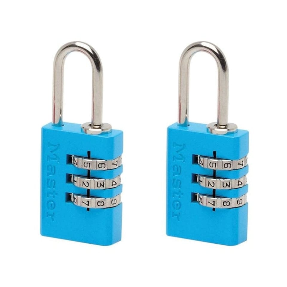 image 1 of Master Lock Aluminium 3-digit Combination 20mm Padlock Colour X 2 - Multi Colour - One Size