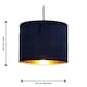 image 9 of Set of 2 Sundance - Navy Blue Velvet Pleated 25cm Lamp Shades with Gold Inner | Blue | Gold | Medium | 2