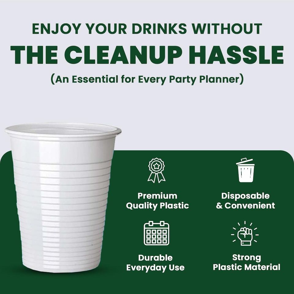 image 1 of ECONX Disposable Water Drinking Cups 7oz White Cups Tumbler Plastic Vending Water Cooler Glasses 500pc