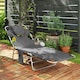 image 2 of Outsunny Foldable Sun Lounger 5 Level Adjustable Reclining Chair Dark Grey 