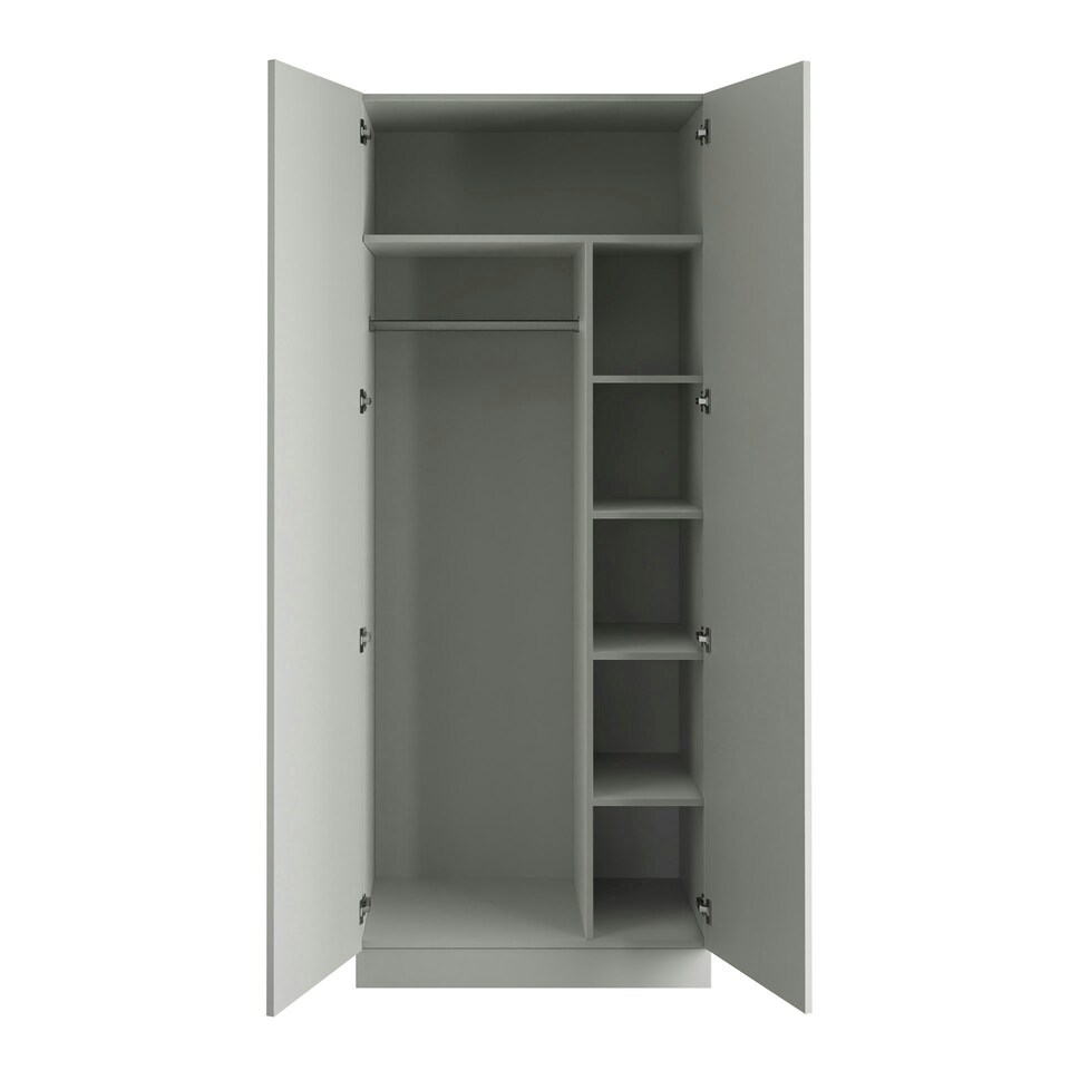 image 1 of Shaker Light Grey Double Wardrobe with Single Rail & Shelves Grey