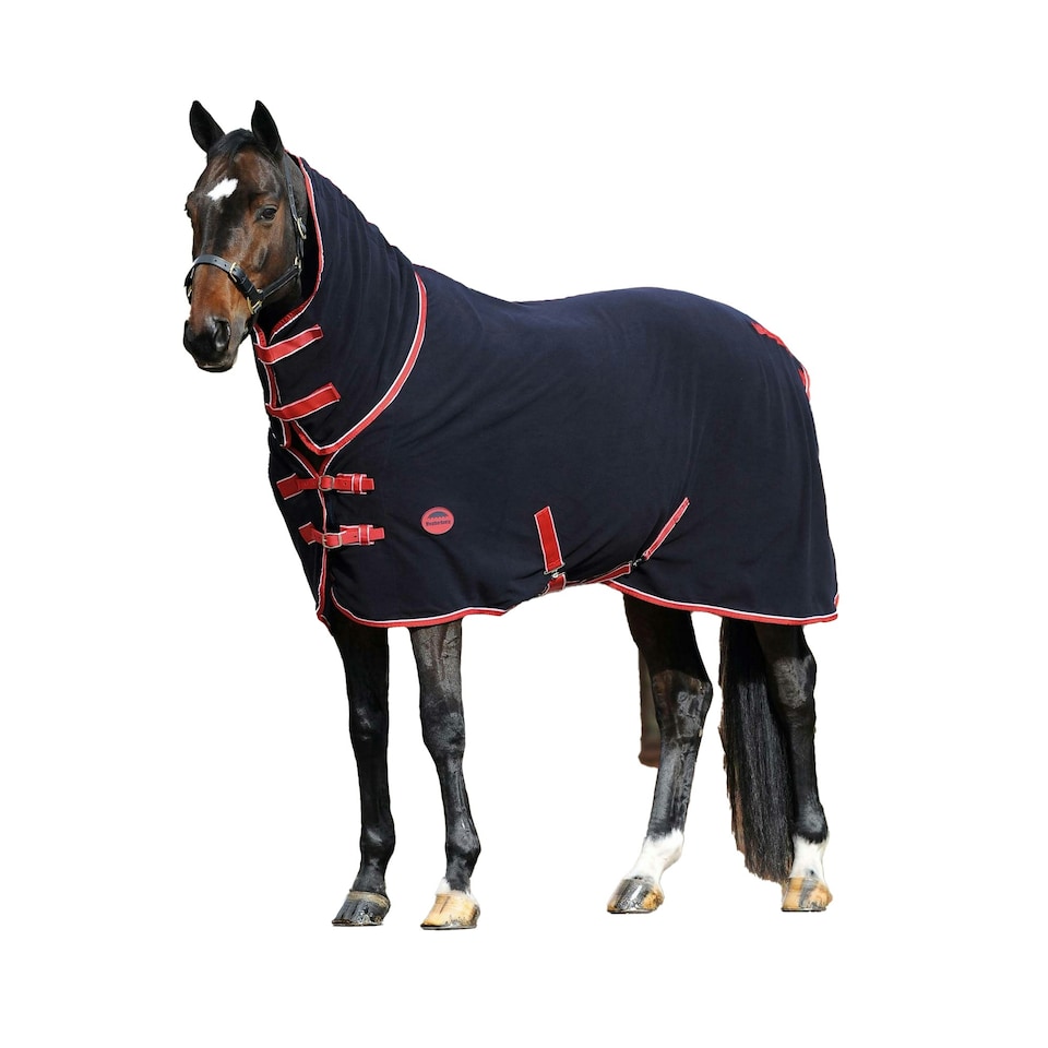 image 1 of Weatherbeeta Cooler Combo Neck Fleece Horse Turnout Rug - Navy/Red/White - 4´ 3"