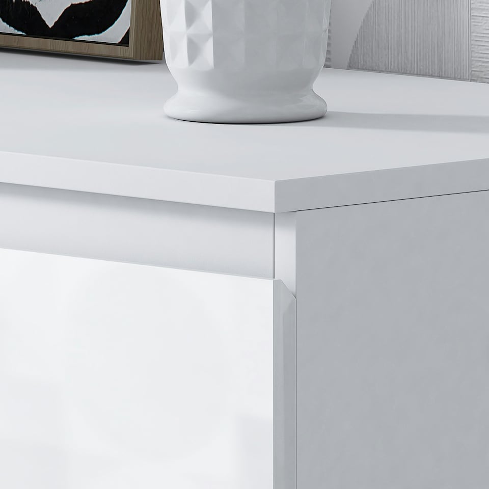image 1 of FWStyle Stora 8 Drawer Wide 4+4 Chest Of Drawers - White Gloss Front