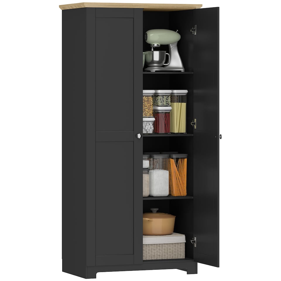 image 1 of HOMCOM 172cm Wooden Storage Cabinet Cupboard With 4 Shelves Black