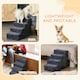 image 6 of PawHut Four-Step Portable Dog Stairs with Washable Plush Cover, Dark Grey