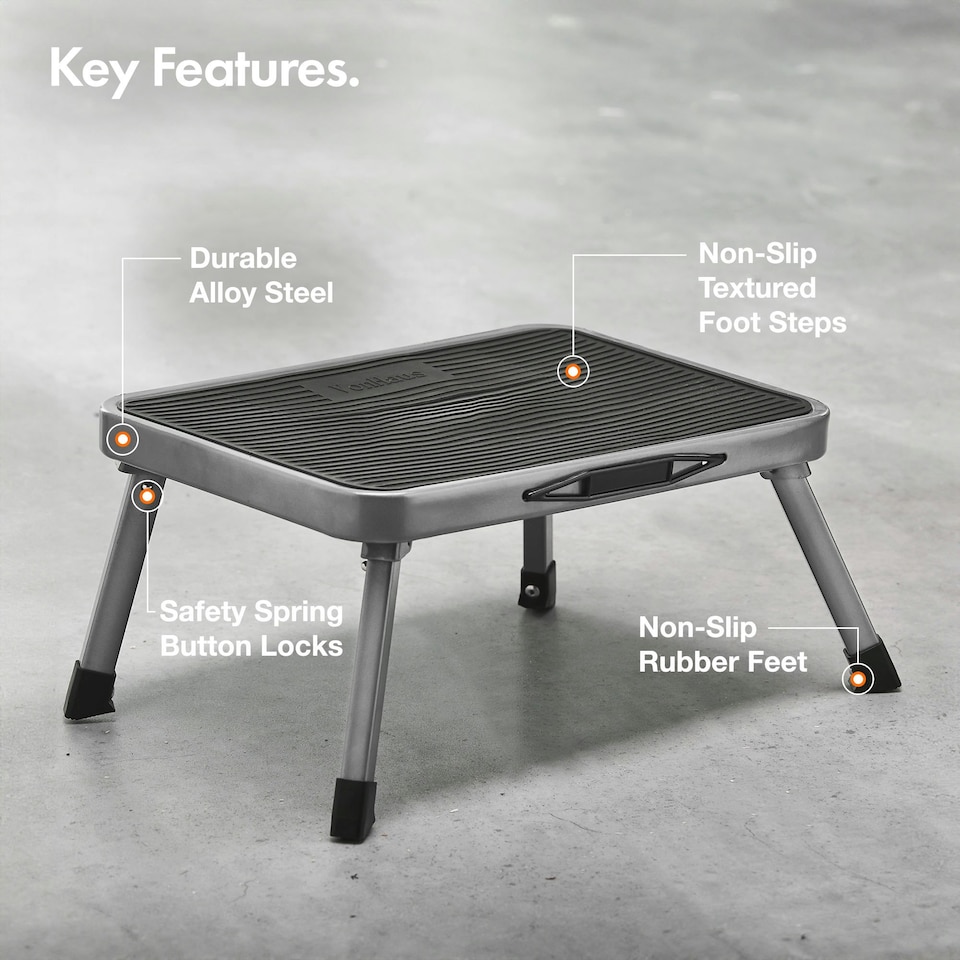 image 1 of VonHaus Lightweight Folding Step Stool with Anti Slip Feet