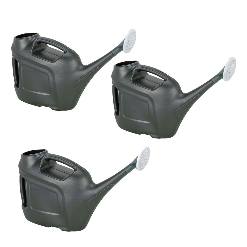 image 1 of 2 x 6 Litre Green Slimline Watering Can For Easy Pouring With Rose Head