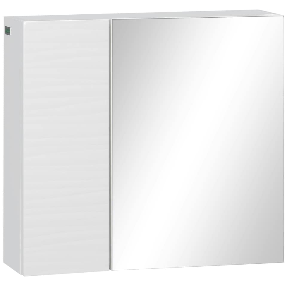image 1 of kleankin Bathroom Mirror Cabinet Wall Mounted Cupboard w/ Adjustable Shelf