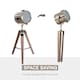 image 6 of HOMCOM Vintage Tripod Table Desk Lamp Bedside Light Spotlight Brass Antique Searchlight Wooden Base