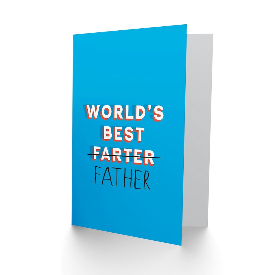 image 1 of Worlds Best Farter Typo Correction Fun Joke Fathers Day Dad Card