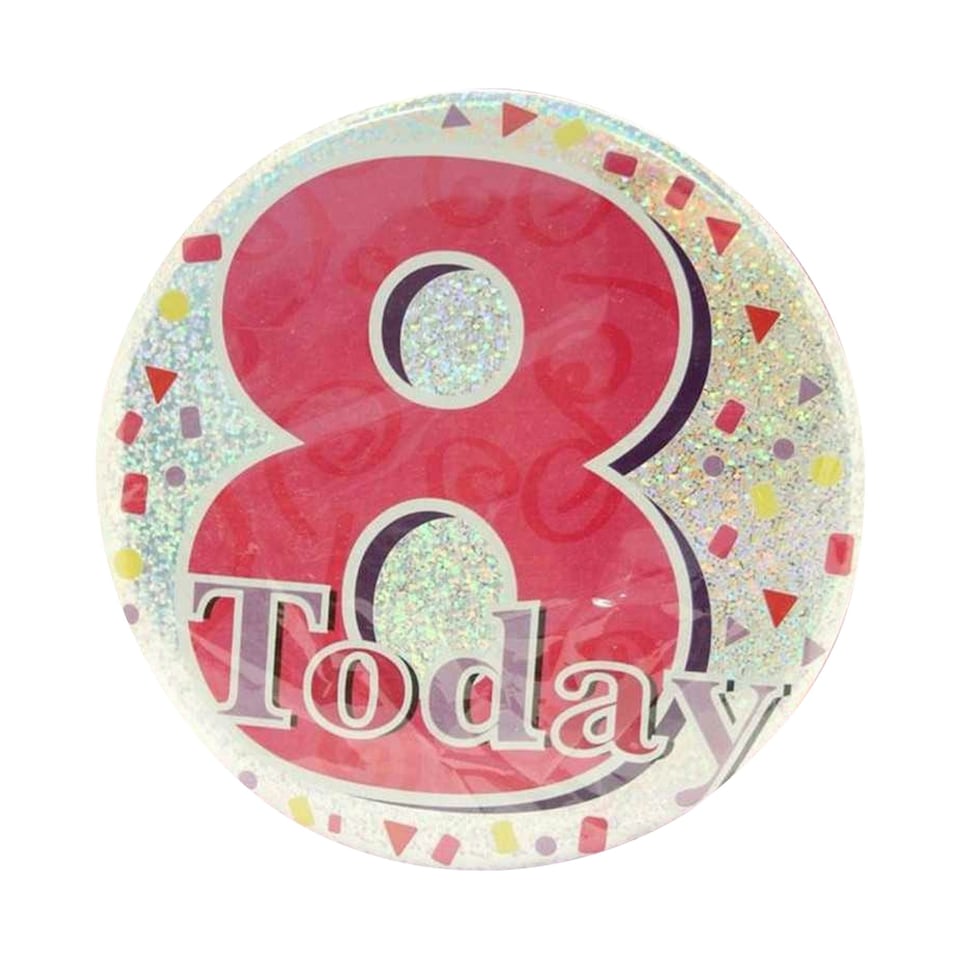 image 1 of Kaleidoscope Jumbo 8th Birthday Badge - Red/White - One Size