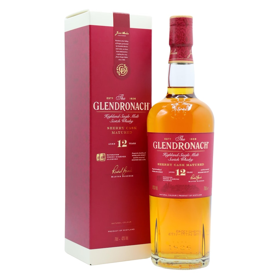 image 1 of Glendronach - Highland Single Malt Scotch 12 year old Whisky | Multi | Sweet, creamy vanilla, with hints of ginger. Spiced mulled wine and pear. Rich, creamy, silky-smooth. Warm, rich oak and sherry sweetness, full mouth feel, raisins and soft fruits. Spicy with medium length and a dry finish. | 1