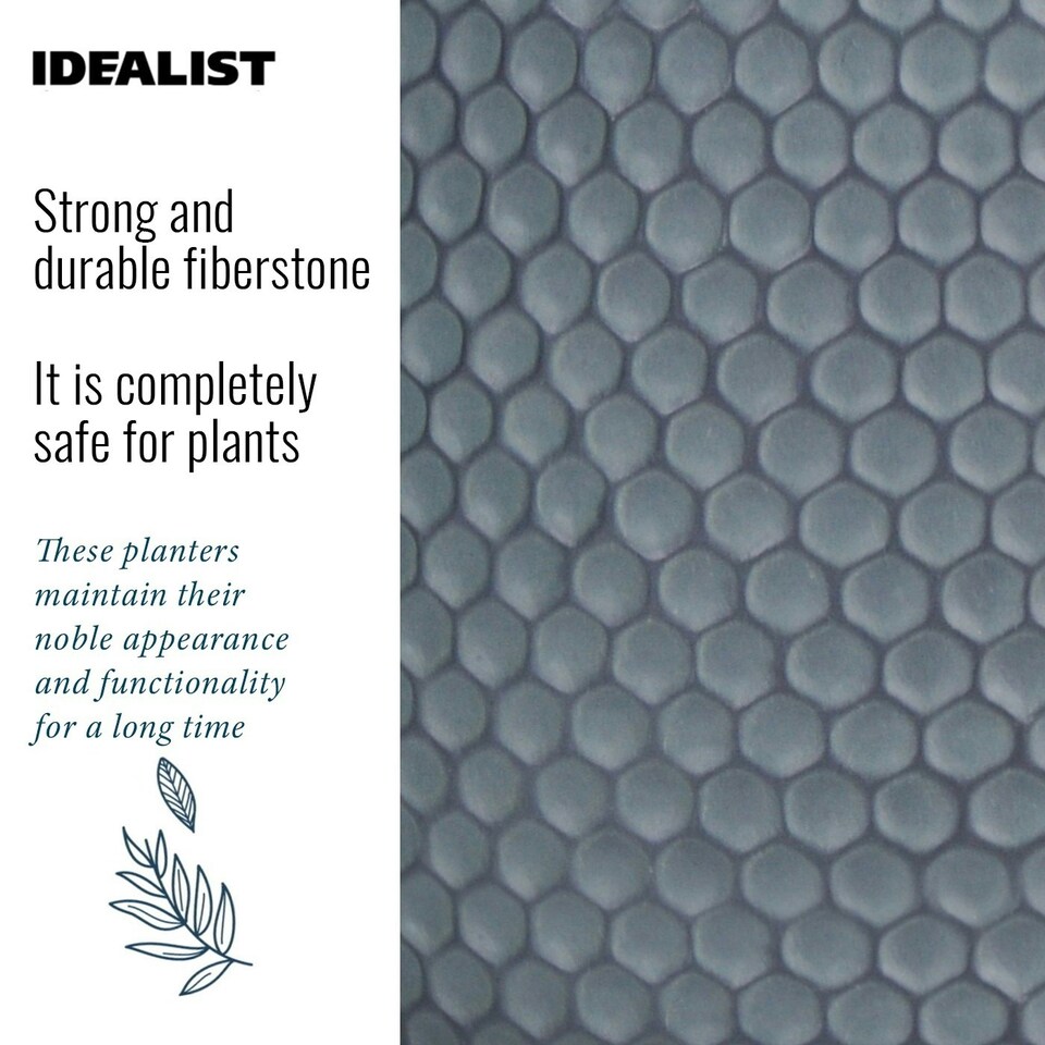 image 1 of Honeycomb Style Green Grey Planter with Legs, Round Indoor Plant Pot Stand for Indoor Plants by Idealist Lite D21 H34 cm, 6L