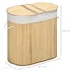 image 5 of HOMCOM Bamboo Laundry Basket with Lid, 100 Litres Laundry Hamper with 2 Sections, Removable Washable Lining, Washing Baskets, 62.5 x 37 x 60.5cm, Natural