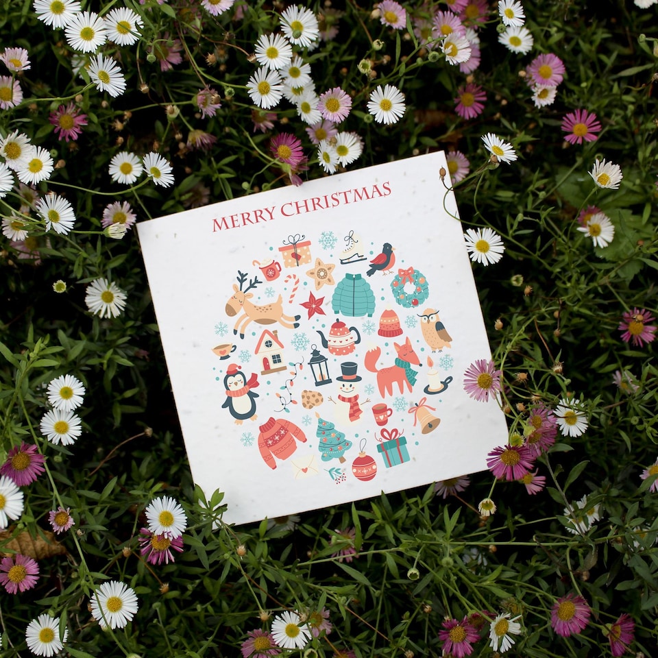 image 1 of Festive Circle - Plantable Wildflower Seed Christmas Cards - 5 Pack
