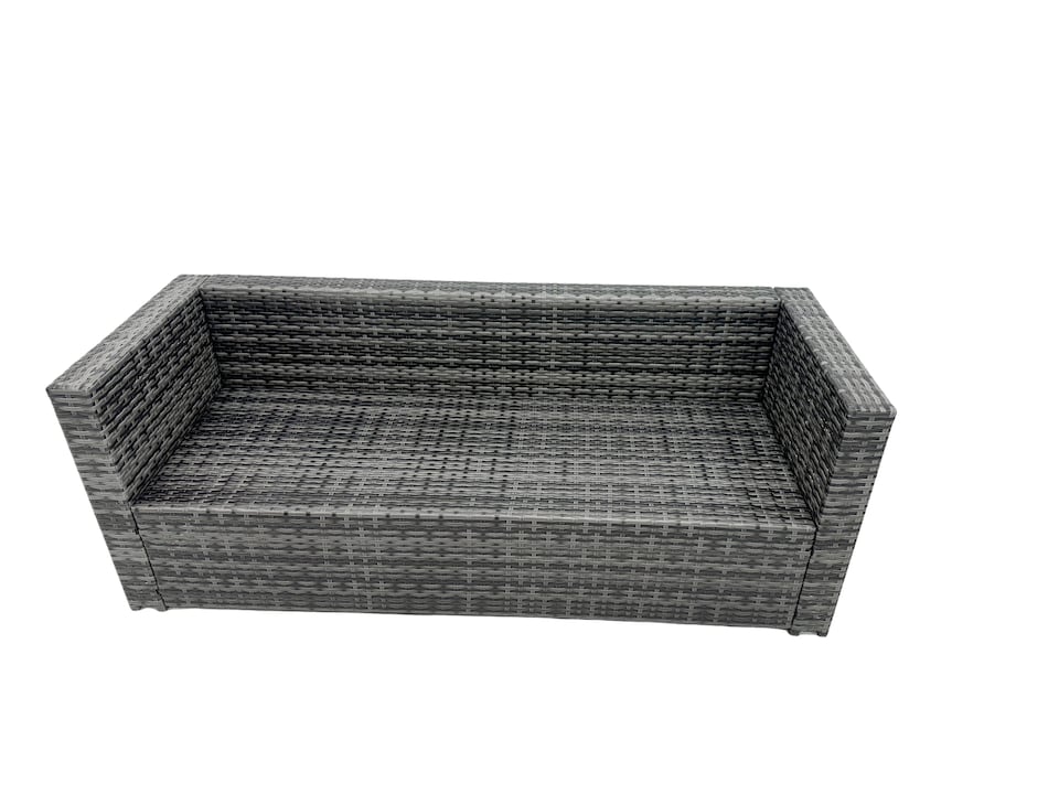 image 1 of Fimous Rattan Dining Table Sofa Set with Armchair Side Table 2 Big Footstools Outdoor 10 Seat Garden Furniture Set Dark Grey Mixed