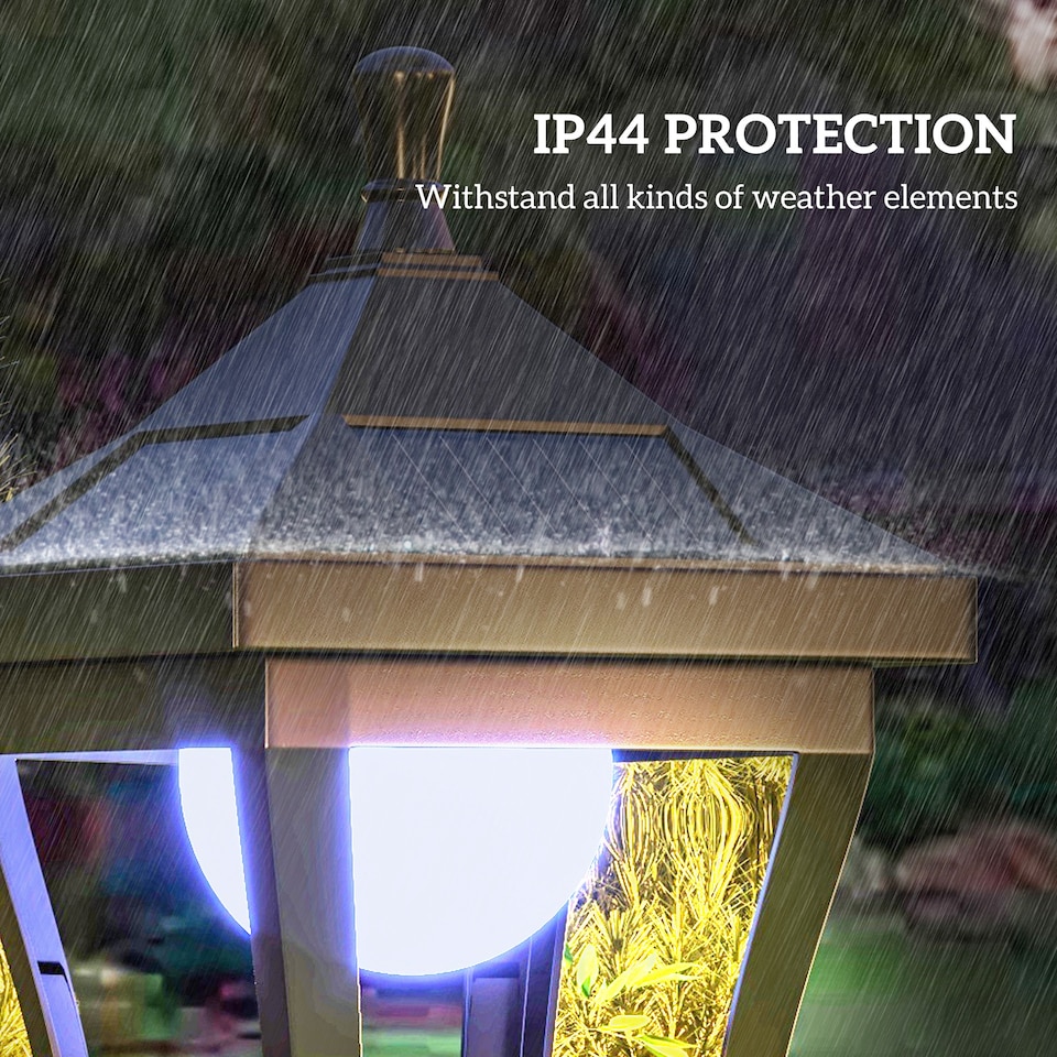 image 1 of Outsunny 1.3 m LED Garden Lamp Post Light, Waterproof IP44, Cool White | Black | Black