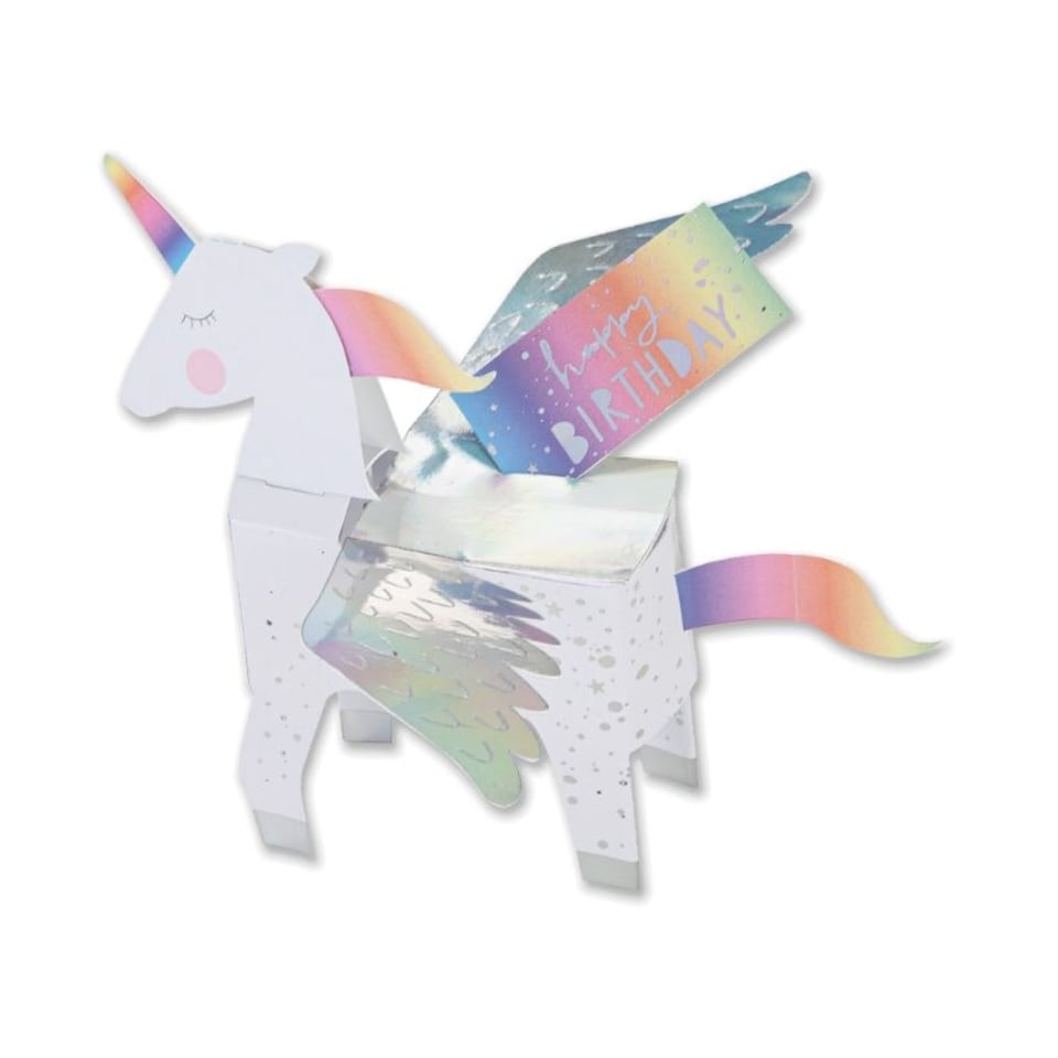 image 1 of 3D Pop-Up Unicorn Design Birthday Card