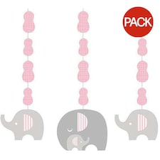 Creative Party Peanut Baby Shower Hanging Decoration (Pack of 3) - Pink/Grey - One Size