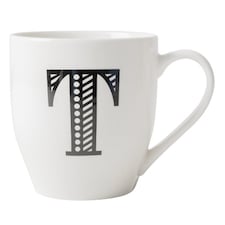 Black and White Initial Hugga Mug Assorted Letters 11cm | White | T - White | 1