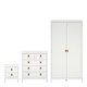image 1 of Barcelona 3 Piece Bundle, Bedside, Chest and 2 Door Wardrobe in White