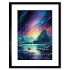 Purple Aurora Borealis Dawn Antarctica 9x7" Black Framed Wall Art Print