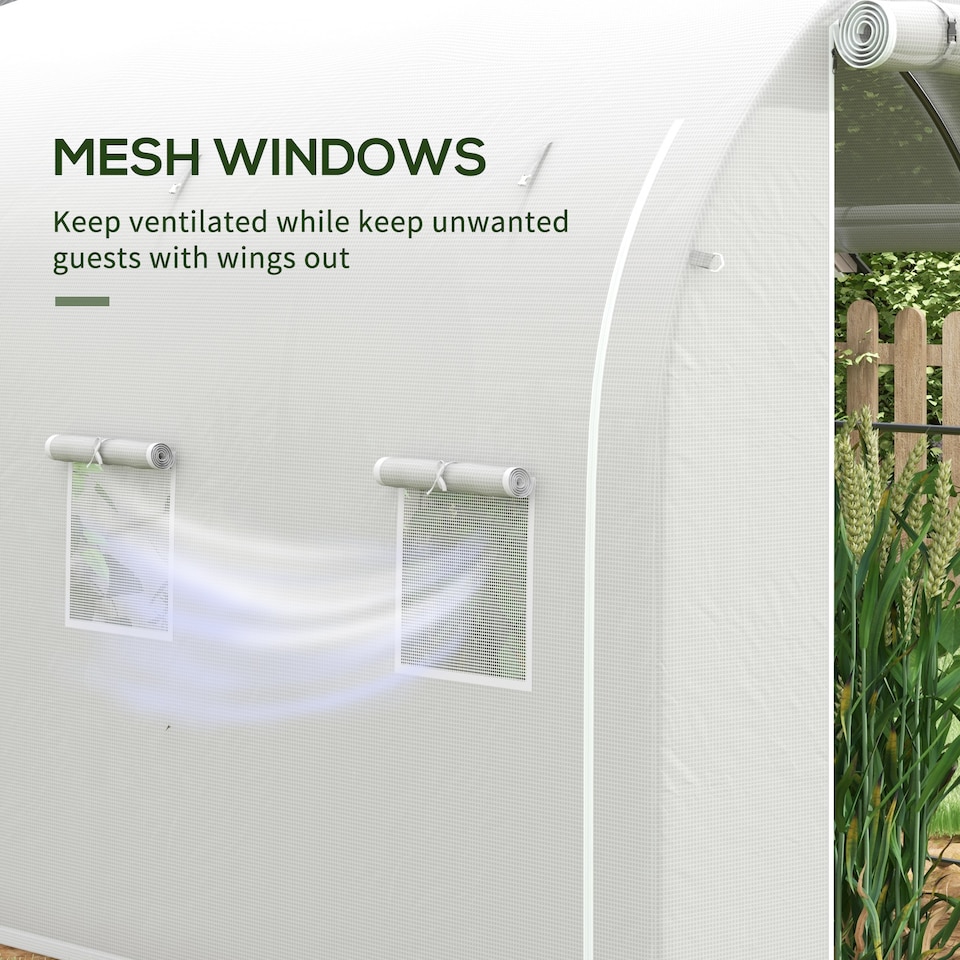 image 1 of Outsunny Polytunnel Greenhouse with PE Cover, Galvanised Steel Frame, White