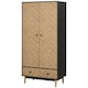 image 1 of HOMCOM Modern Wardrobe Cabinet Wood Grain Sticker Surface with Shelf, Hanging Rod and 2 Drawers 90x50x190cm
