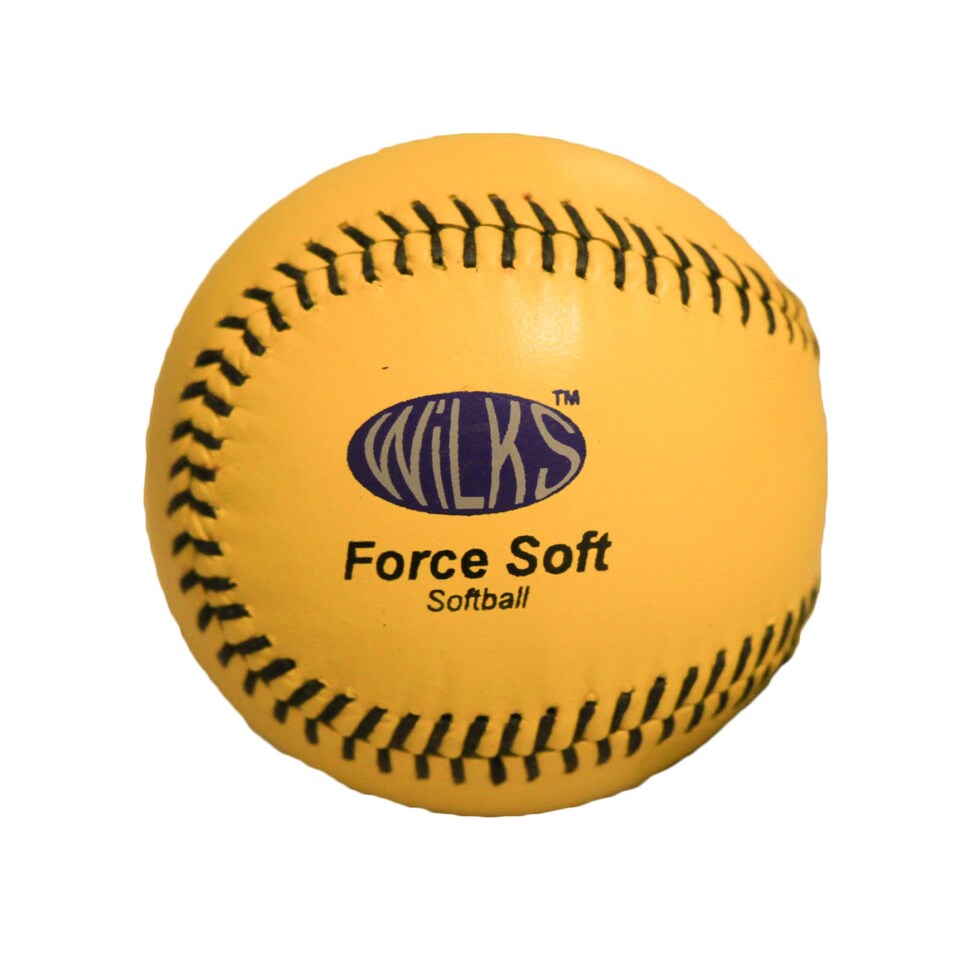 image 1 of Wilks Kid's Force Leather Practise Softball - Yellow, 11.5 cm