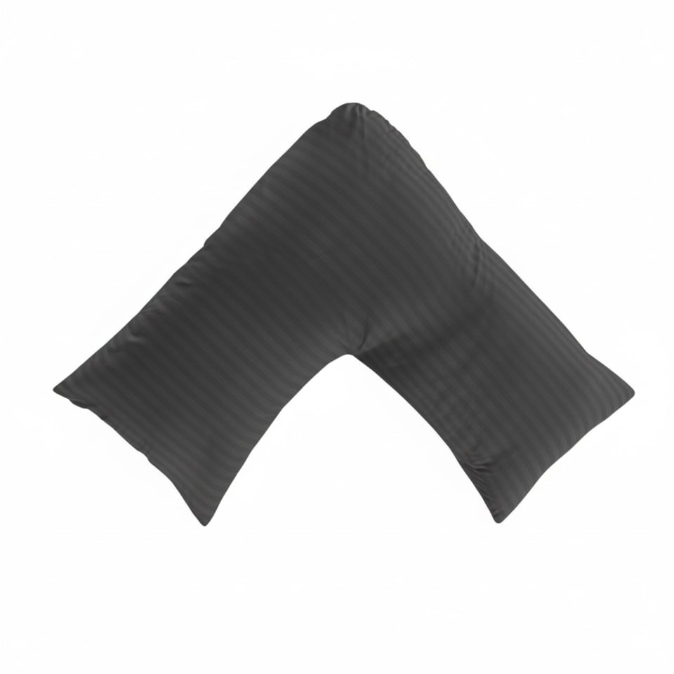 image 1 of Microfibre Soft Touch V Shape Satin Stripe Pillowcase | Grey