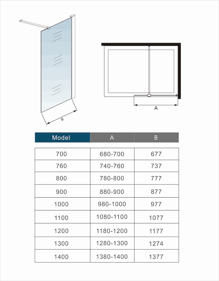 image 1 of Aica Bathrooms 1000x1900mm Walk in Wet Room Shower Screen Panel 8mm EasyClean Glass Shower Cubicle | Chrome