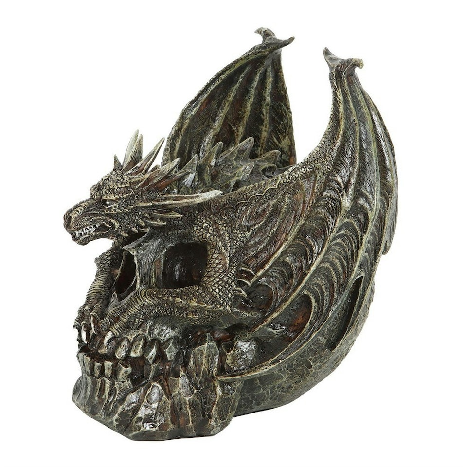 image 1 of Spiral Direct Draco Dragon Skull Ornament - Grey/Brass - One Size