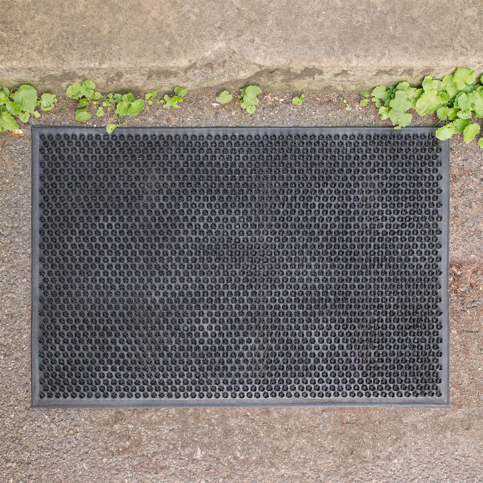image 1 of Nicola Spring Heavy Duty Rubber Door Mat - 60cm x 40cm - Black - Classic