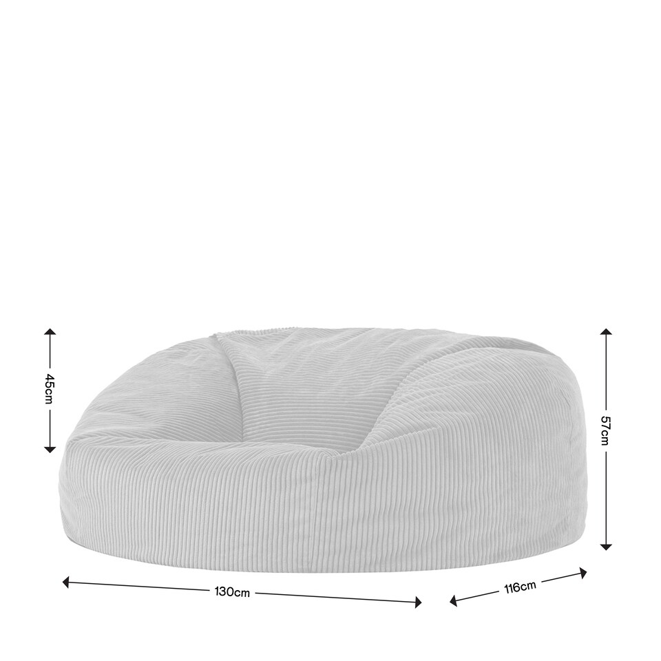 image 1 of Soul Giant Corduroy Bean Bag Natural 2-Seater Bean Bag Chair | Cream | Natural | XL | 1