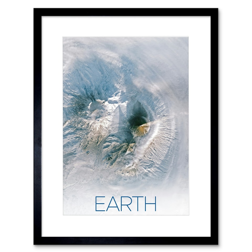 image 1 of NASA Our Solar System Earth Image Kamchatka Volcanoes 9x7" Black Framed Wall Art Print