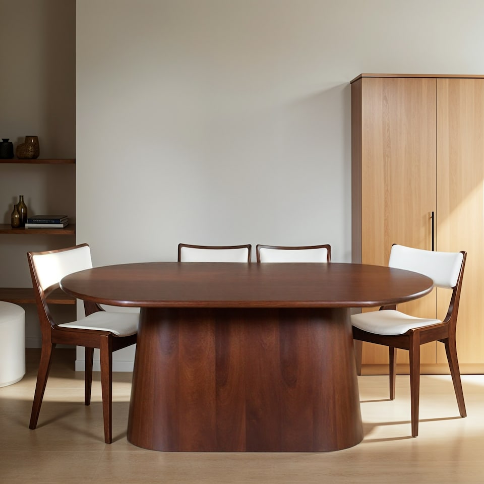 image 1 of Nolan Solid Wood 6-8 Seater Dining Table Brown