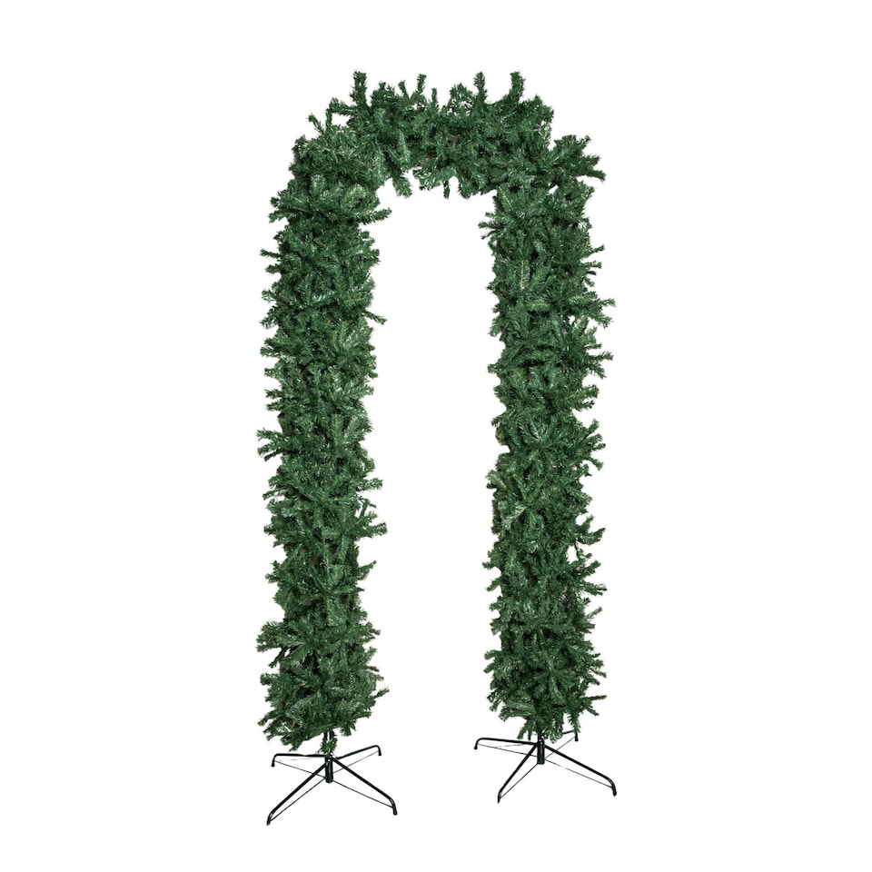 image 1 of 8ft (2.52m) Slimline Single Door Artificial Christmas Tree Arch in Green with 2000 Tips