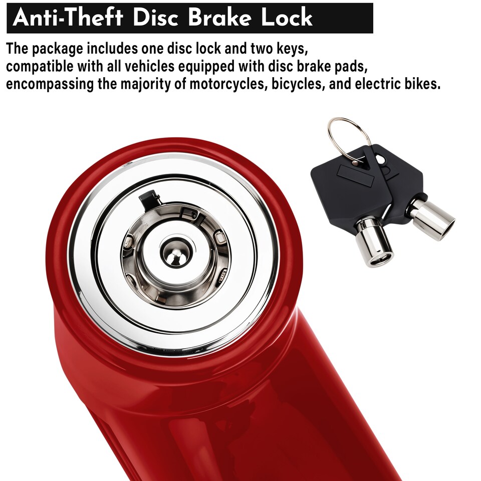 image 1 of Anti-Theft Disc Brake Lock Heavy-Duty with 2 Keys for Bicycles