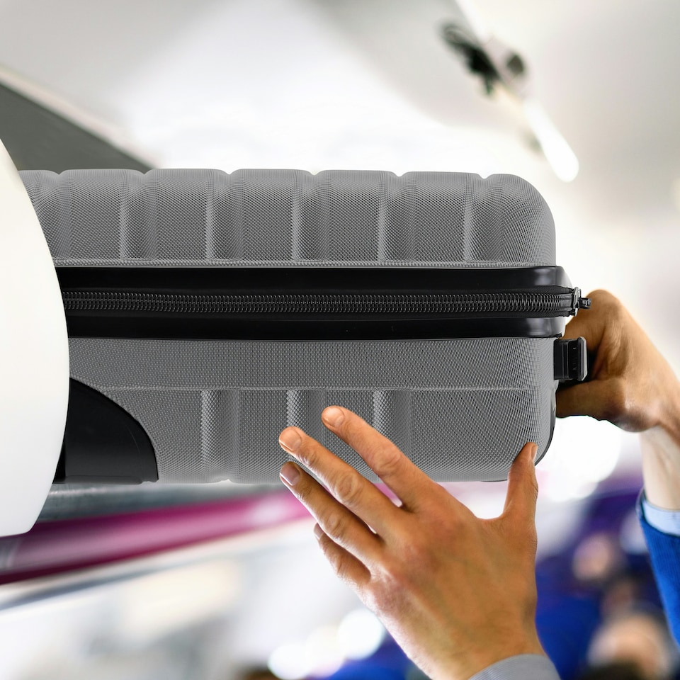 image 1 of Flight Knight Lightweight 2 Wheel ABS Hard Case Suitcases Cabin Carry On Hand Luggage 100+ Airlines Approved - Wizz, Ryanair & easyJet Free Carry On 40x30x20cm | Grey | Charcoal | Cabin Bag