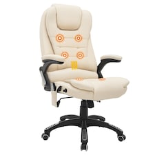 HOMCOM Heated Vibrating Massage Office Chair with Reclining Function, Beige