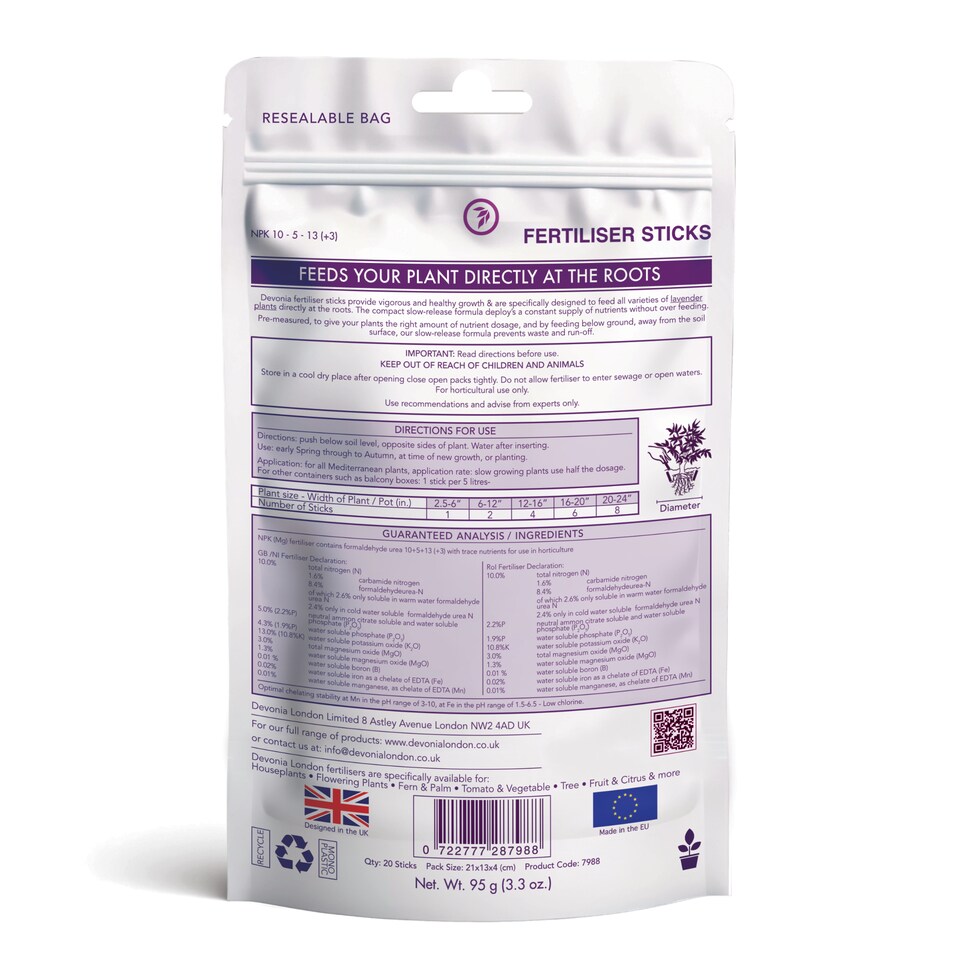image 1 of Lavender Plant Food Sticks x20 Slow Release Fertiliser by Devonia