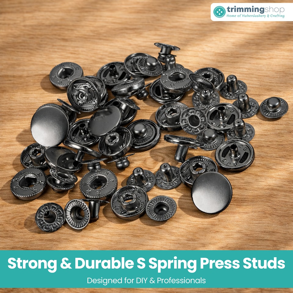 image 1 of 17mm S Spring Press Studs 4-Part, Durable & Lightweight - 10pcs