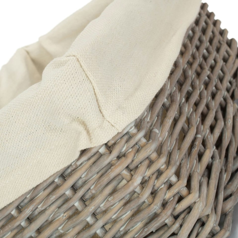 image 1 of Wicker Grey Wash Lined Storage Tray Grey | Grey | L