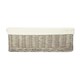 image 3 of Wicker Grey Wash Lined Storage Tray Grey | Grey | L