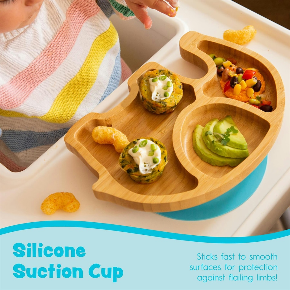 image 1 of Tiny Dining Children's Bamboo Suction Elephant Dinner Set - Yellow