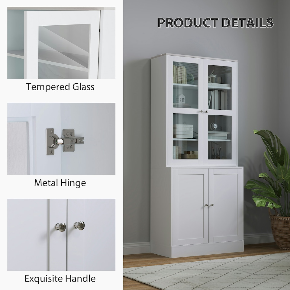 image 1 of HOMCOM Modern Bookcase, Display Storage Cabinet with Adjustable Shelves Grey