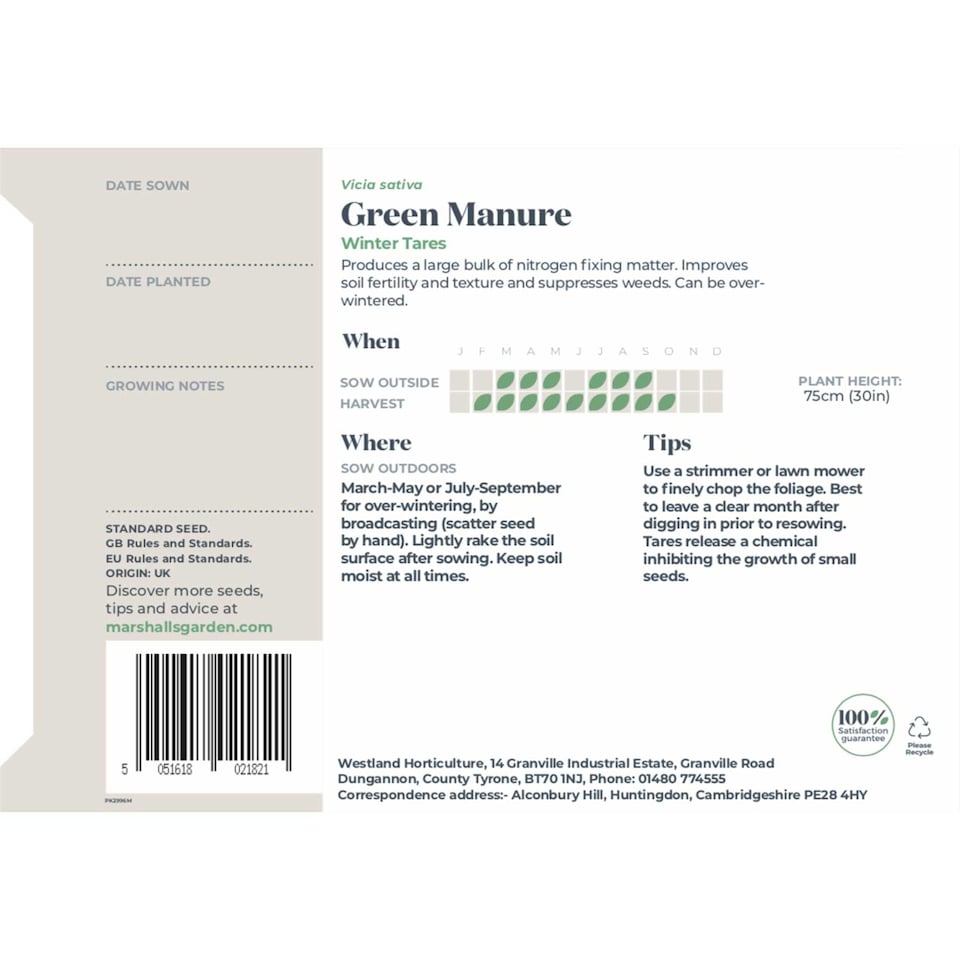 image 1 of Marshalls Garden Green Manure Seeds Winter Tares Sufficient for 30m2